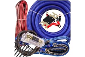 Gravity Warzone 1/0 Gauge Power Amp Kit Up to 5000 Watts Premium Elite Pro Flexible RCA Speakers Wires, 250A + 300A Fuse Included, Complete Blue DIY Hobbyist AWG Amplifier Installation Wiring
