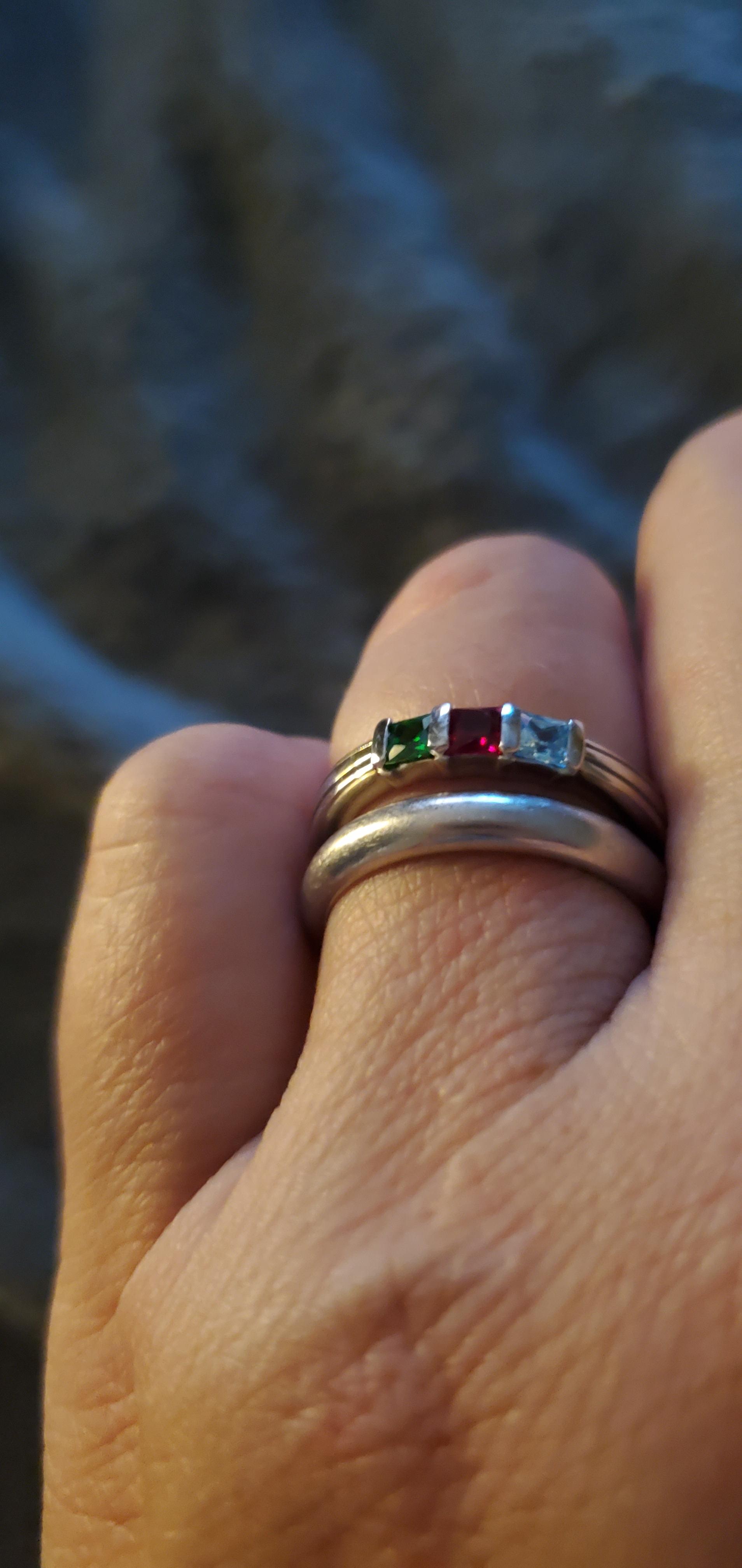 Cubic Mothers Birthstone Ring
