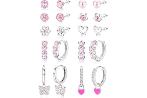 Jstyle Hypoallergenic Earrings for Girls Women Surgical Stainlee Steel Earrings for Sensitive Ears Screw Back Earrings Set Cute Hoop Earrings for Girls Kids Earrings Toddler Earrings Jewelry for Teen Girls