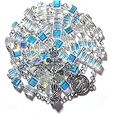 GeekTenet Rosary Beads Chaplet Highly refractive Cubic Cutting Artificial Crystal Glass Rosery Cross Catholic Gifts