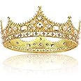 TOBAAT King Crowns for Men - Baroque Vintage Rhinestone Crystal Crown, Men's Full Kings Crown for Theater Prom Party