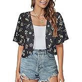 ZNVGIRL Women Shrug Chiffon Cardigans Open Front Short Sleeve Bolero for Evening Dressy