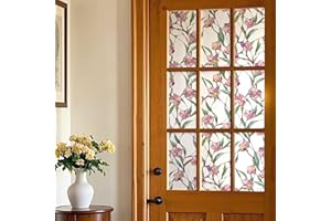 ADD.HERES 15 Sheets 5.98" X 12.01" Stained Glass Window Film, Decorative Window Film for Home, Static Cling, Removable Non-Adhesive, Floral Dream