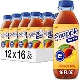 Snapple Peach Tea, 16 Oz Bottles, 12 Count | All Natural, No Artificial Flavors or Sweeteners, Black and Green Tea Blend, Gluten-Free, Classic Peach Flavor, Pack of 12