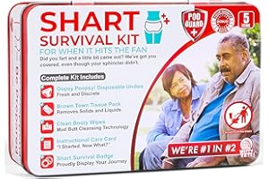 Funny Shart Survival Kit by Witty Yeti. Ultimate Poop Prank Gag Gift Set Contains Wet Wipes, Disposable Underwear, Tissues and Hilarious Badge. Novelty Fart Potty Pack Great for Friends or Family