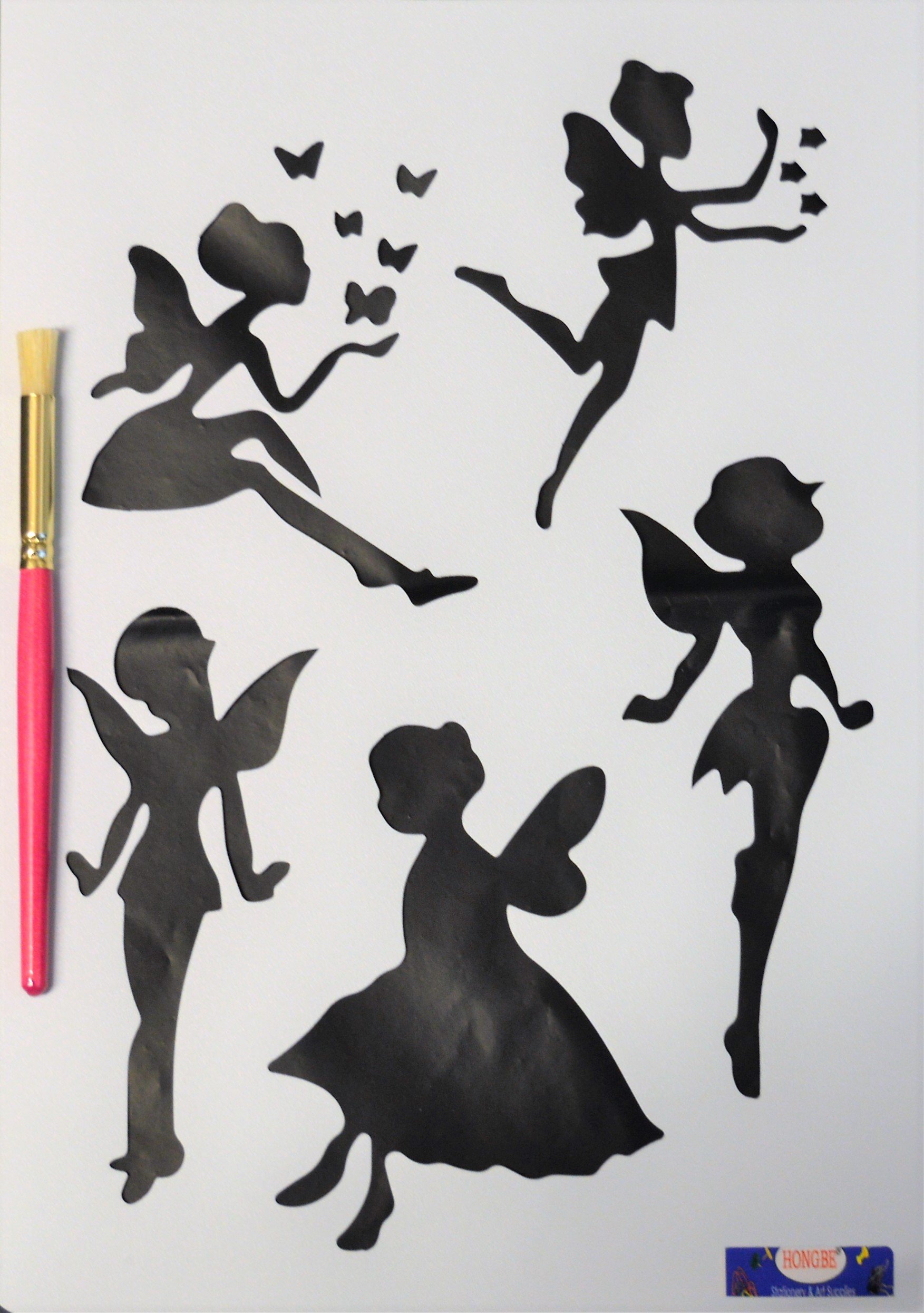 HONGBE Wall Stencil with Stencil Brush No 10