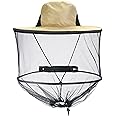 CozyCabin Head Net Hat with Removable Mesh Hidden Netting, Camouflage Design with Zipper Net for Outdoor Fishing Gardening Hiking Face Cover (Beige)