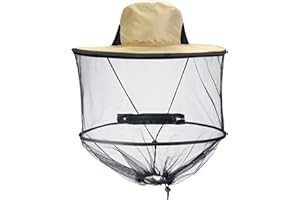 CozyCabin Head Net Hat with Removable Mesh Hidden Netting, Camouflage Design with Zipper Net for Outdoor Fishing Gardening Hiking Face Cover (Beige)