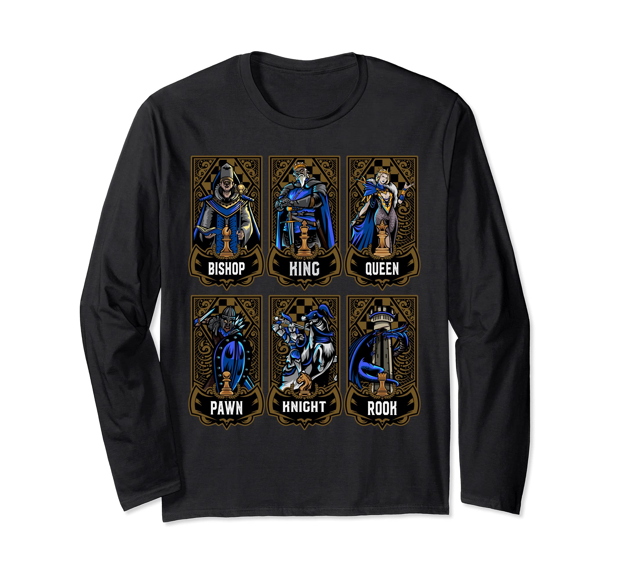 Chess Game Piece Set Chess Club Players Gambit Blue Team Long Sleeve T-Shirt