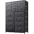 EnHomee 57" H Tall Dresser for Bedroom 16 Drawers Dresser for Bedroom Dressers & Chests of Drawers with Wood Top and Metal Frame, Dresser for Bedroom, Closets, Living Room, Black Wood Grain