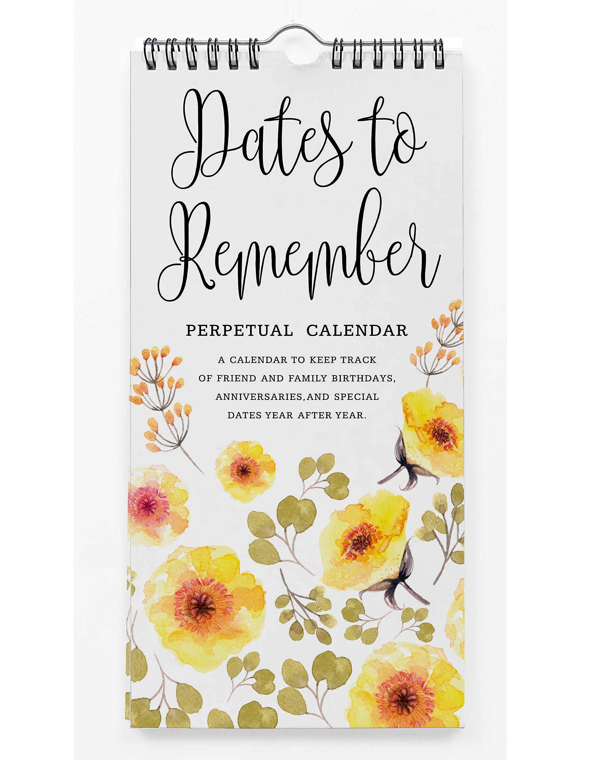 Inkdotpot Floral Perpetual Calendar Birthday Wall Hanging Anniversary Special Event Reminder Calendar Book Journal Stationary Wall Hanging Birthday Gift Card Planner Organizer