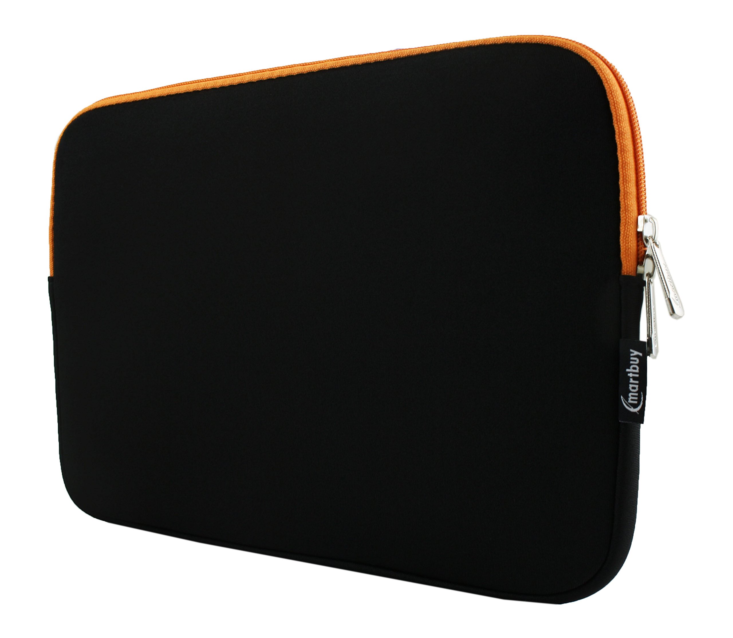 Emartbuy Black/Orange 11.6-12.7 Inch Water Resistant Neoprene Soft Zip Case Cover Sleeve With Orange Interior & Zip Compatible with Laptops Listed Below