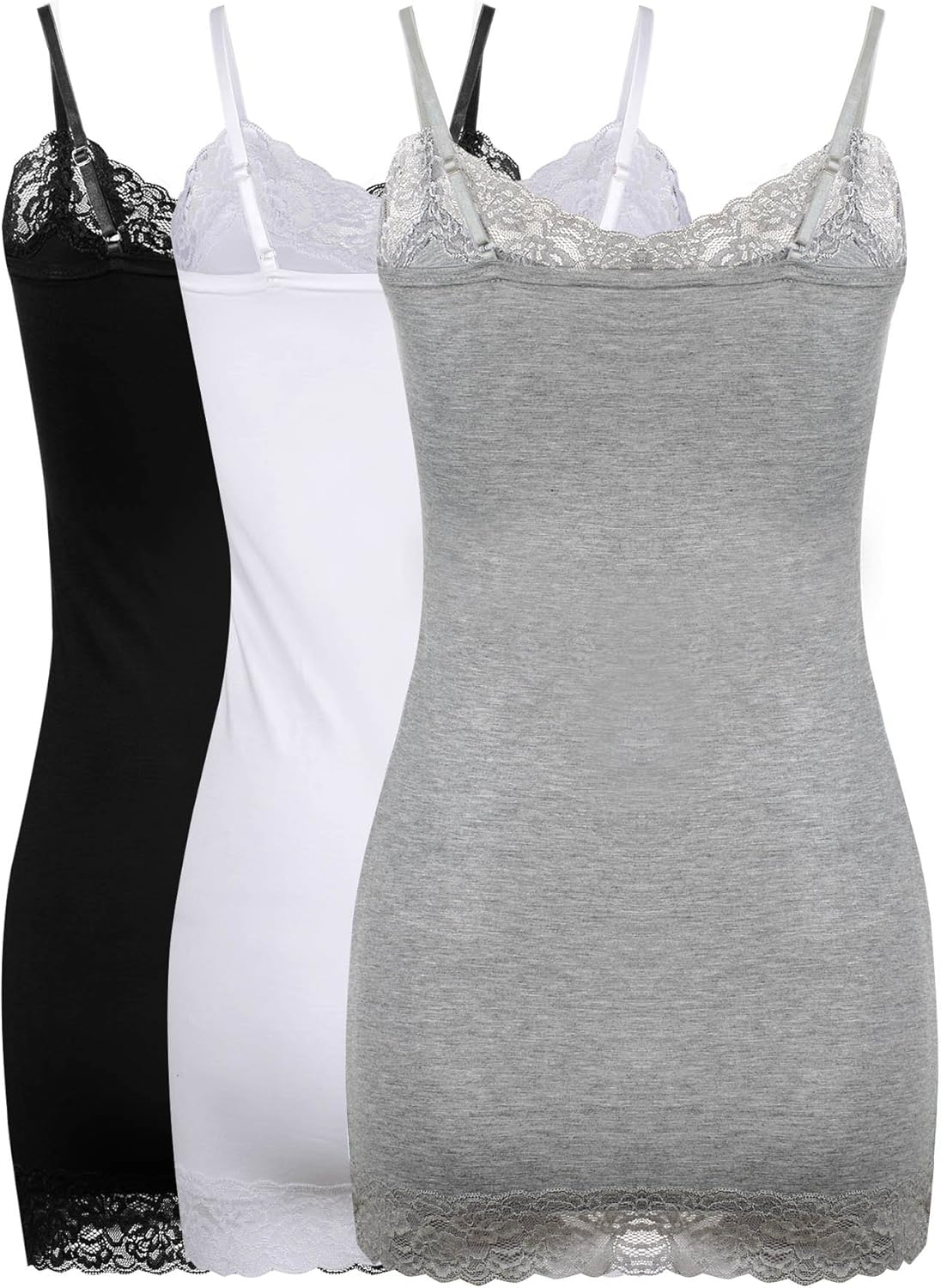3 Pack Women Tank Tops Lace Cami Camisoles Adjustable Spaghetti Strap Lace Tank Top for Girls Wearing at  Women’s Clothing store