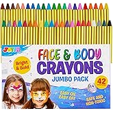 42PCS Face and Body Paint Crayons, XL Face Painting Kit Safe and Non-Toxic Ultimate Party Pack Including 14 Metallic Colors f