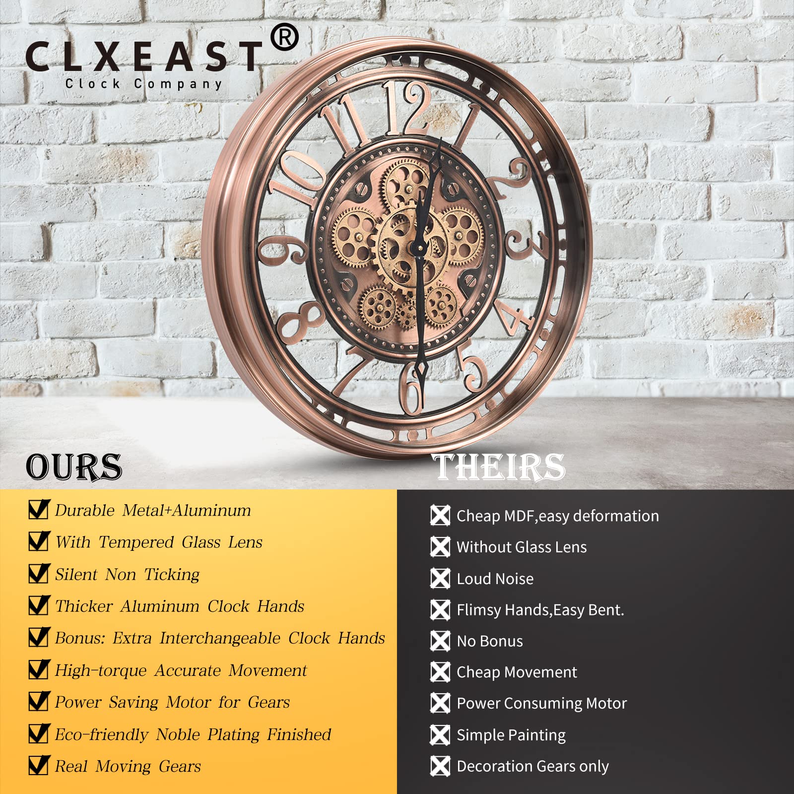 Mua Moving Gear Wall Clock for Modern Farmhouse Living Room Decor,Large ...