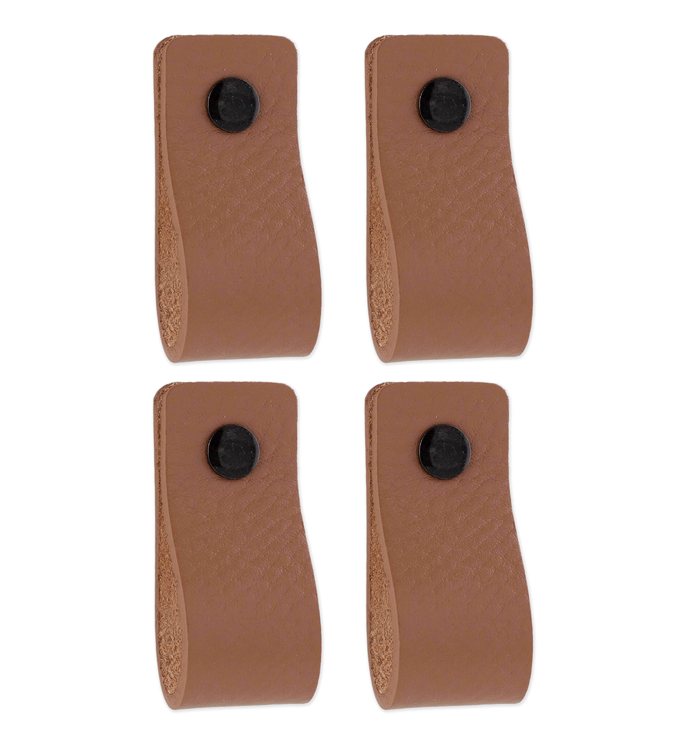 Brute Strength - Taupe Leather Cabinet Handles - 4 Pack - 12.5 x 2.5 cm - Industrial Style - Easy to Install