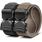 BULLIANT Men Belt 2 Pack,Tactical Stretch Belt Adjustable For Rigger Military Heavy Duty Work 1.5"-Cut For Fit