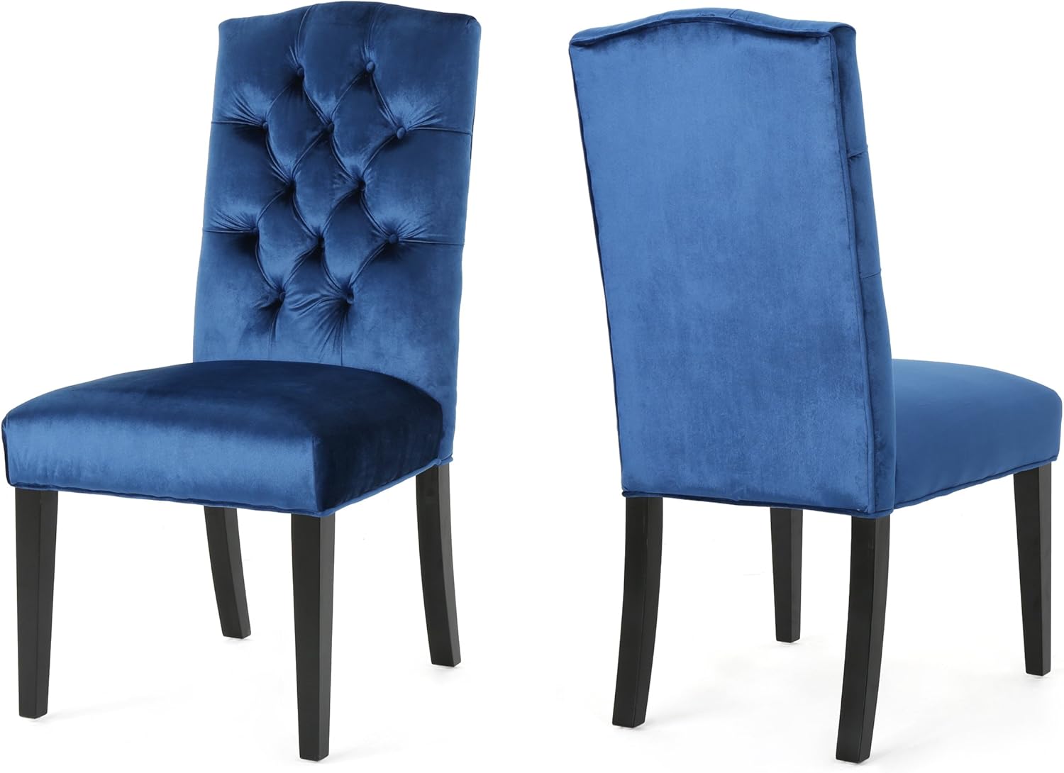 GDF Studio Joyce Traditional Crown Top Navy Blue New Velvet Dining