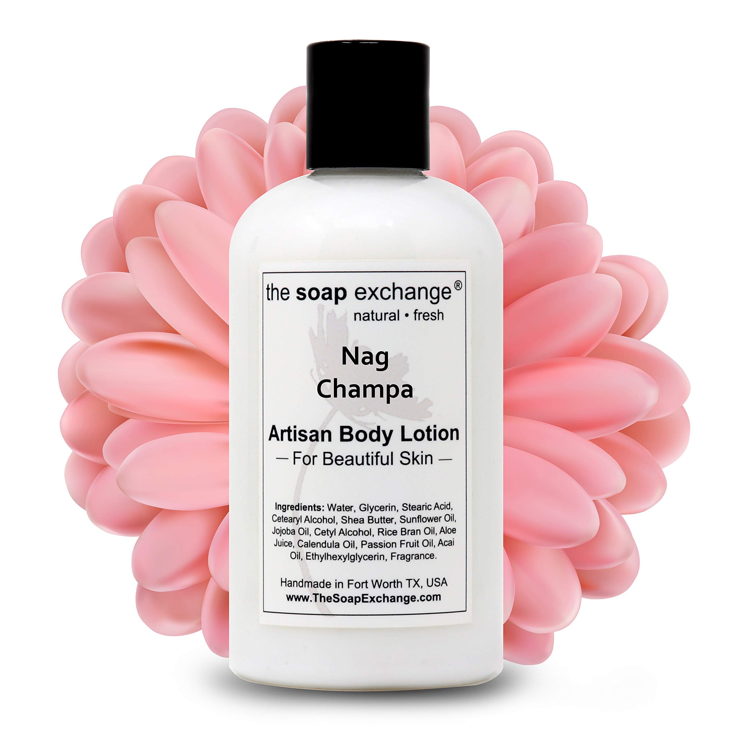 Body Lotion - Nag Champa Scent - Hand Crafted 8 fl oz / 240 ml Natural Artisan Skin Care for Hand, Face, & Body, Moisturize, Hydrate, & Protect. Made in the USA.