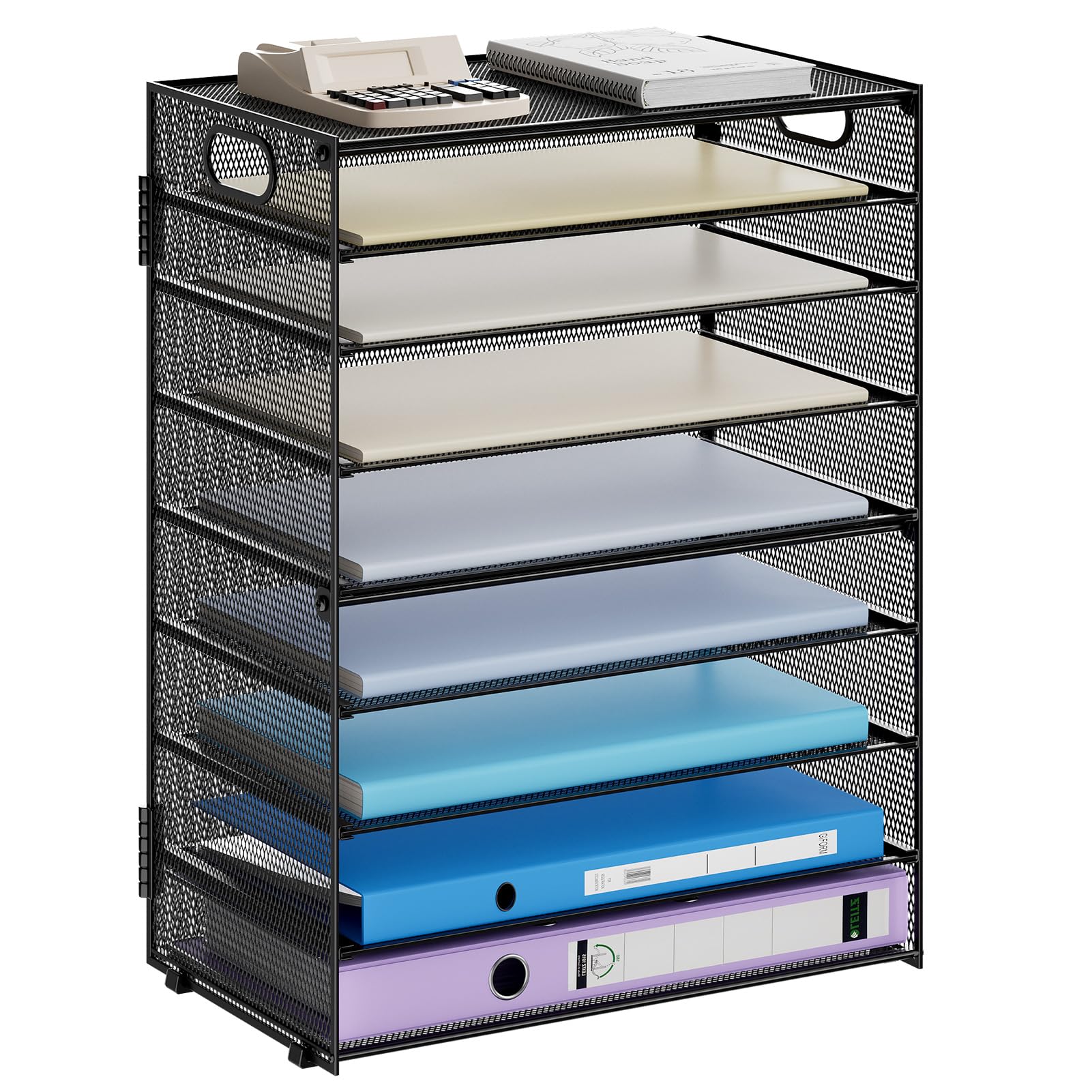 Photo 1 of Marbrasse Paper Organizer Letter Tray, 9 Tier Mesh File Organizer with Handle, Paper Sorter Desk Organizer for Home Office Supplies