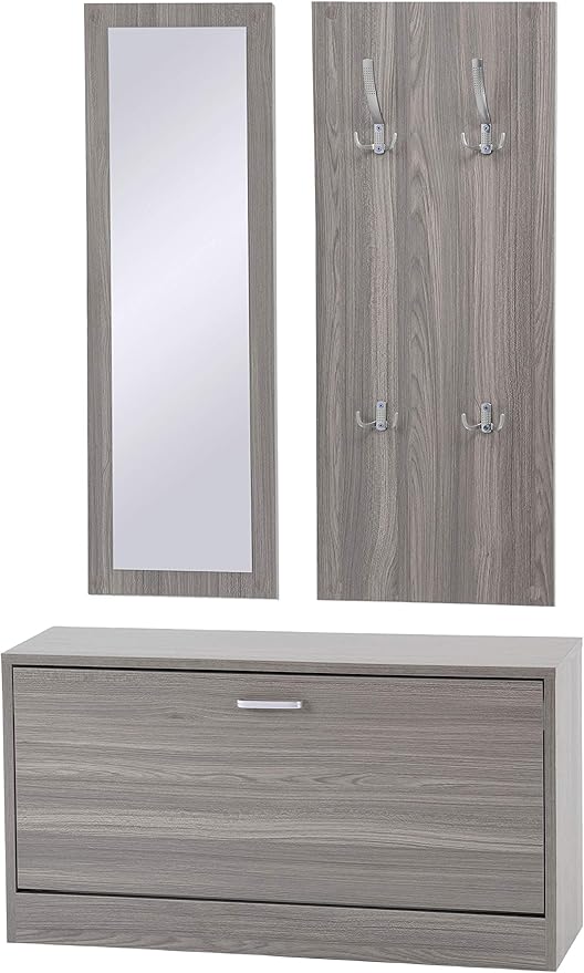 Wand Turgarderoben Haken Ts Ideen Set Garderobe Spiegel Schuhkipper Schuhschrank Sitzbank Schwarz Weiss Mobel Wohnen Mws Ge