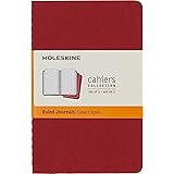 Moleskine Cahier Journal, Soft Cover, Pocket (3.5" x 5.5") Ruled/Lined, Cranberry Red, 64 Pages (Set of 3)