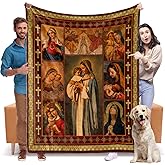 XINWBB Virgin Mary Blanket, Christian Gifts for Women Men, Our Lady of Lourdes Throw Blanket, Catholic Gifts Blessed Mother Flannel Fleece Blankets for Couch Bed Sofa, Throws Size 50" X 60"