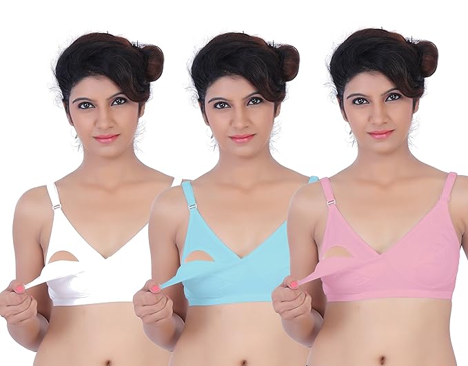 Women's Full Cup Nursing Bra (Pack of 3) (Po3-BR0014_Multicoloured_38D)
