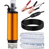 12V 80W Submersible Water Transfer Pump, 5.3GPM High Flow Diesel Water Pump | w/ 3/4" ID Hose, Electric Fuel Oil Transfer Pump, Small Portable Utility Pumps for Water, Diesel &amp; Kerosene