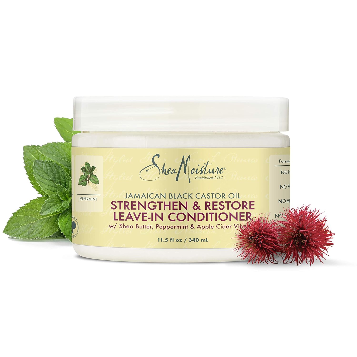 SheaMoisture Jamaican Black Castor Oil Leave In Conditioner for Over-Processed, damaged hair 100% Pure Jamaican Black Castor Oil to Soften and Detangle Hair 11.5 oz : Beauty