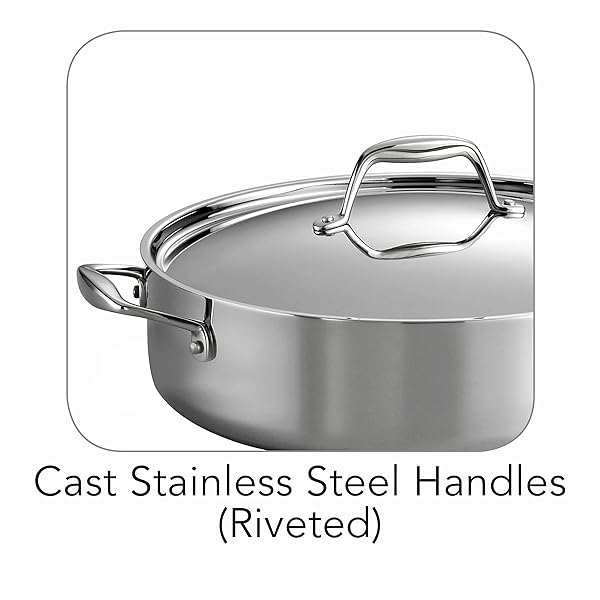 TRAMONTINA SIGNATURE TRI-PLY CLAD STAINLESS STEEL 6-QUART SAUTE PAN WITH LID, INDUCTION-READY COOKING PAN, DISHWASHER-SAFE, NSF-CERTIFIED, MADE IN BRAZIL