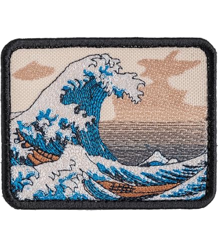 Patch Brodé La Grande Vague De Kanagawa – 9x6cm, Style Militaire, Pour Sac à Dos Et Veste