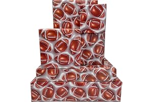Dtiafu 3D Effect Football Wrapping Paper - Stereoscopic Wrapping Paper - Unique Design For Girls Boys Women Birthday Baby Shower Holiday - 20 X 28Inch Per Sheet（6 Sheets