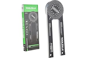 Toolzilla 7-Inch Aluminum Miter Saw Protractor Angle Finder - Measuring Tool with Multiple Scales Features for Woodworking Metalworking and All Building Trade