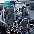 3-in-1 Car Phone Holder, [ Off-Road Level Suction Cup & Clip] Universal Cell Phone Holder Mount Dashboard Windshield Vent One