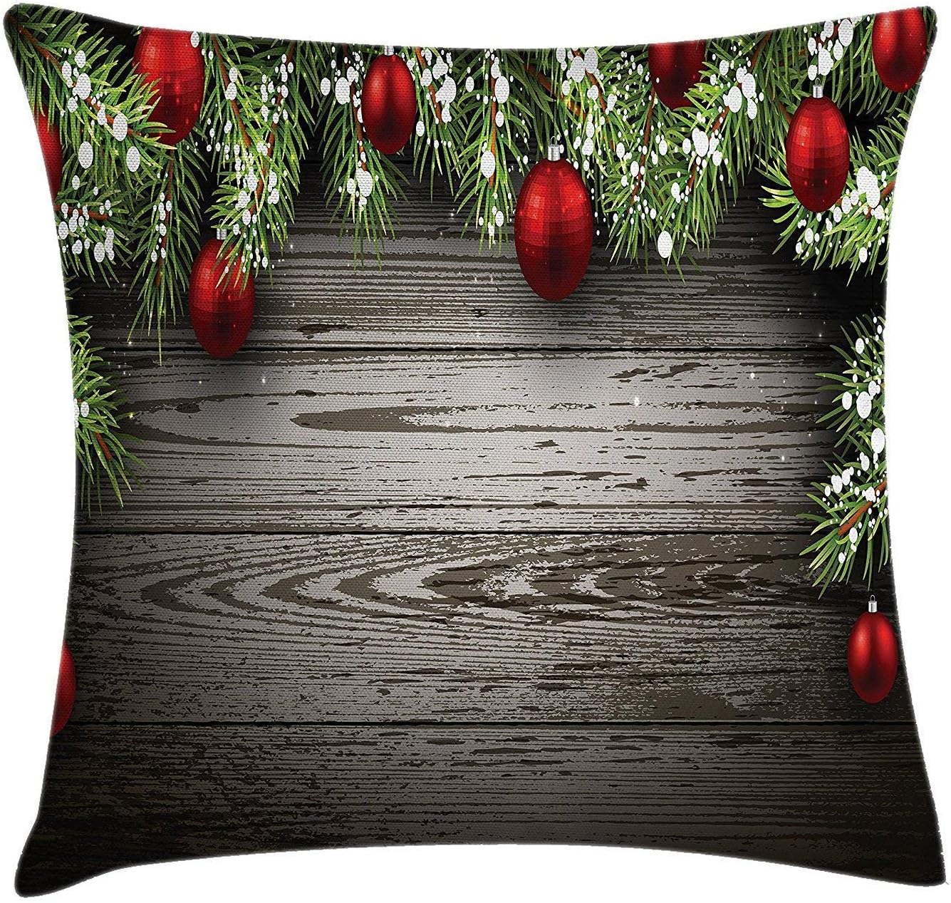 GRATIANUS Christmas Throw Pillow Cushion Cover, Ornaments Nostalgic Historical Celebration Reunion Religious Themed Print,Square Throw Pillow Case Cushion Cover 18x18 inch, Red Brown