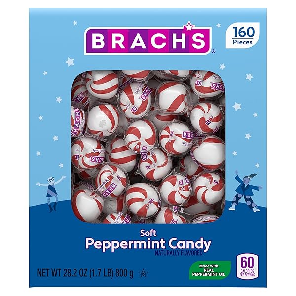 BRACH’S SOFT PEPPERMINT CANDY, INDIVIDUALLY WRAPPED PIECES, 28.2 OZ CARTON (160 PIECES)