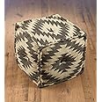 Zeckos AA Importing 48848 Black and White Chevron Pattern Fabric Pouf Ottoman 17 Inches