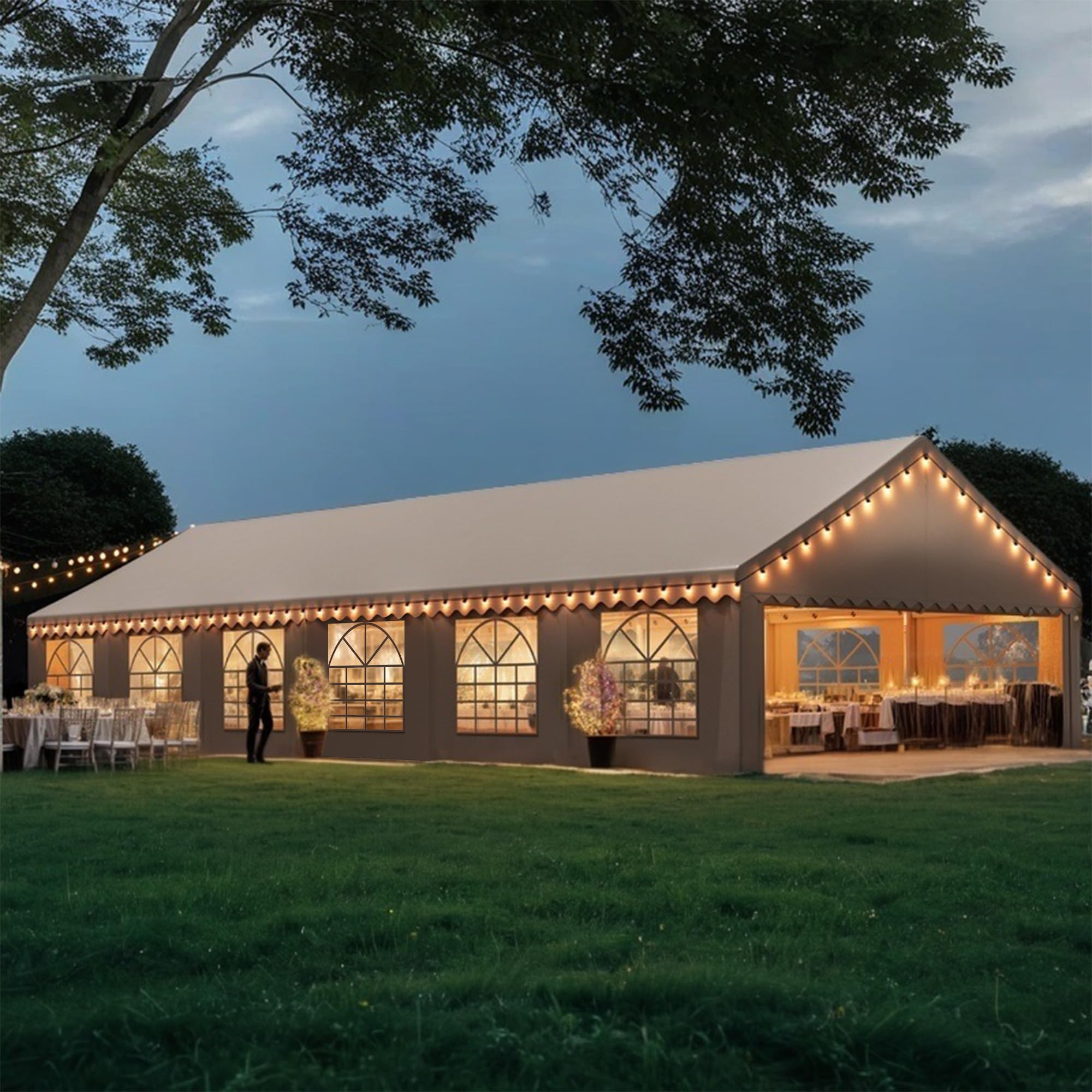 Photo 1 of YITAHOME 20x40 ft Party Tent Outdoor Wedding Event Shelters Heavy Duty Upgraded Galvanized Canopy with Large White Roof, Removable Sidewalls & 4 Storage Bags