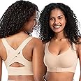 Starmiss Posture Bra for Women Wireless Push Up Bralette Full Coverage Back Support Brasieres