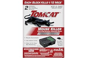 Tomcat Mouse Killer Disposable Station for Indoor/Outdoor Use - Child & Dog Resistant, 2 Stations with 1 Bait Each