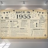 BlissYard 70th Birthday Banner Party Decorations Vintage Back in 1955 70 Year Old Birthday Party Poster Supplies Vintage 1955 Backdrop Photography Background for Men Women 70th Class Reunion Decor