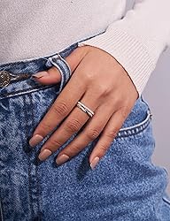 Oivley Half Wedding Band for Women 925 Sterling