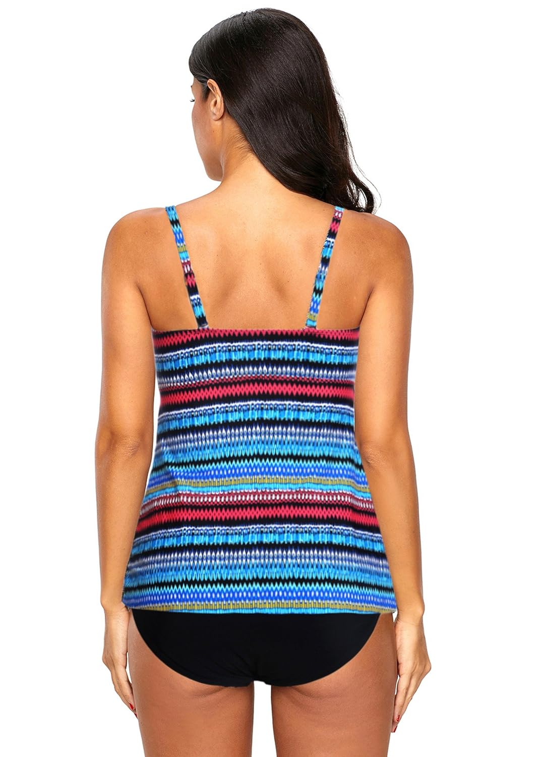 fasnoya women's bandeau top & high waist tankini set - bik540