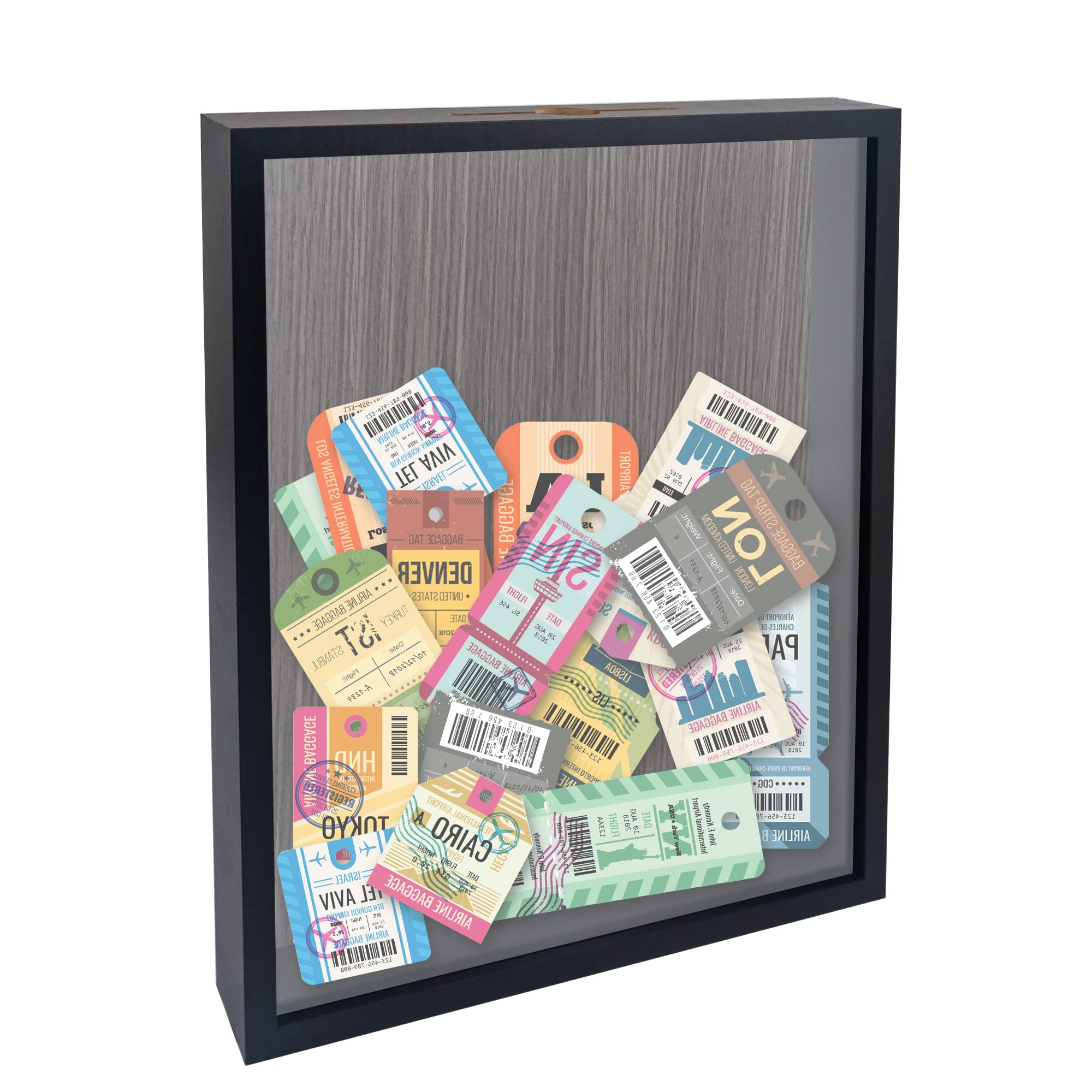 FramePro Ticket Stub Shadow Box Frame with Slot Wine Cork Case Black 11x14 Display Memory and Keepsake Deep Picture Frame