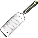 Amazon Basics Hand Zester and Grater with Wide Stainless Steel Blade, Soft Grip Handle, Grey and Green