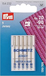 Prym 154232 Nähmaschinennadeln Jersey 70-90, 130/ 705, 5 Stück Nähmaschinennadel, Stahl, silber, 3,0 x 0,3 x 0,3 cm