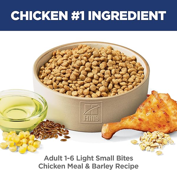 HILL’S SCIENCE DIET LIGHT, ADULT 1-6, WEIGHT MANAGEMENT SUPPORT, SMALL KIBBLE, DRY DOG FOOD, CHICKEN & BARLEY, 5 LB BAG