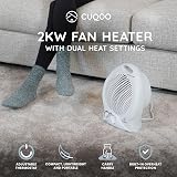 CUQOO 2KW Fan Heater and Cooler with Thermostat 2 Heat Settings White view 2