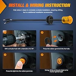 Nilight 3/4Inch Round Marker Light 10PCS Amber LED